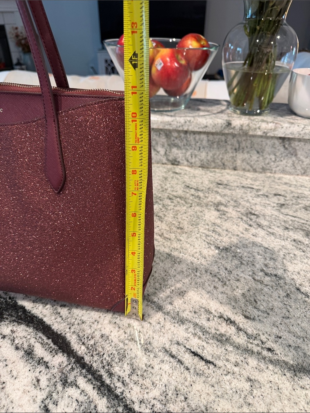 Kate Spade glitter tote in burgundy sparkle - Picture 12 of 14